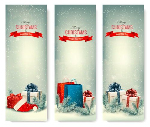 Christmas banners with winter snow vector set 07 winter snow christmas banners   