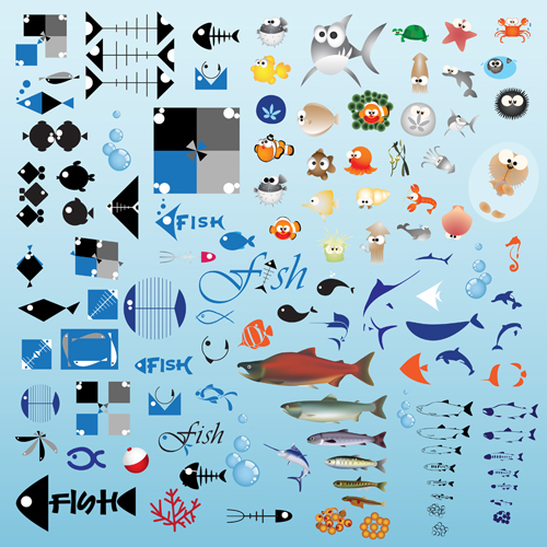 Set of Various Fish vector 04 Various fish   