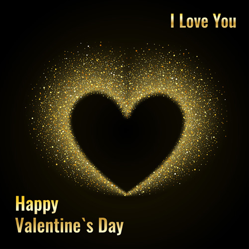 Golden glow valentines day card vector material valentines material golden glow day card   