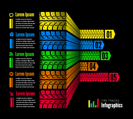 Tire tracks infographic vector material 04 track tire infographic   