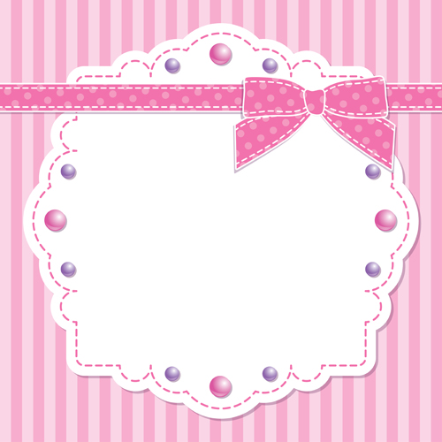 Pink style kid card designs vector 03 style pink card   