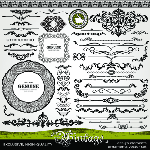 Ornament vintage borders elements vector set 03 vintage ornament elements borders   