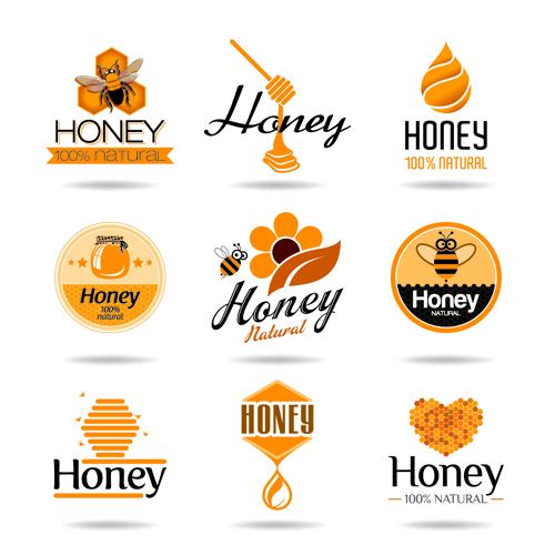 Creative honey logos desing vector 01 logos honey creative   