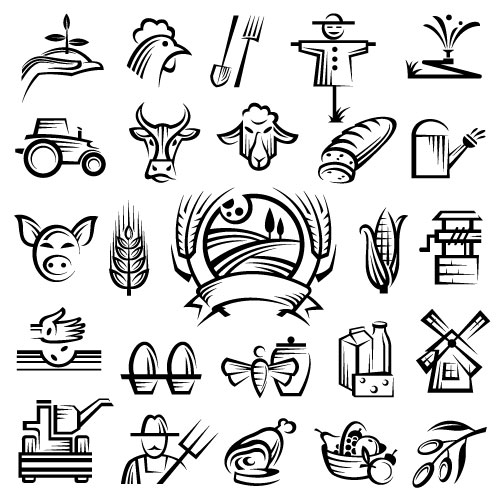 Farm logos hand drawn vector logos hand drawn farm   