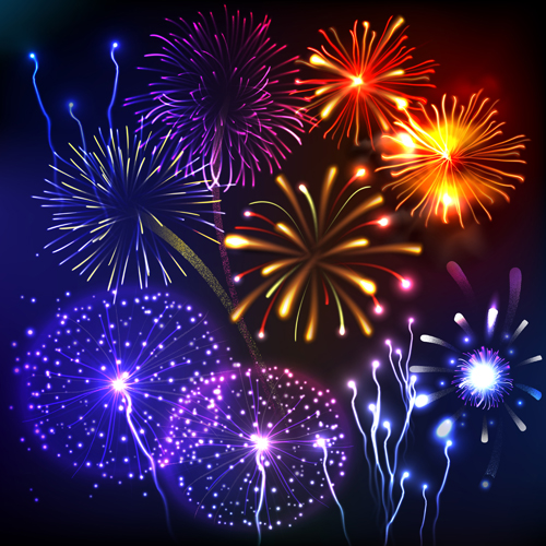 Night fireworks elements vector background 01 night Fireworks elements background   