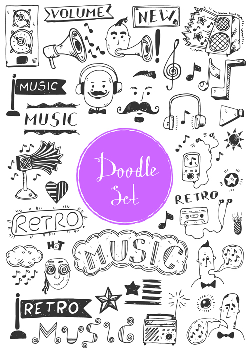Doodle material vector set 10 material doodle   