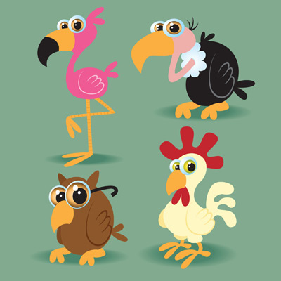 Cartoon birds vector owls lovely eagles chicken Animal   