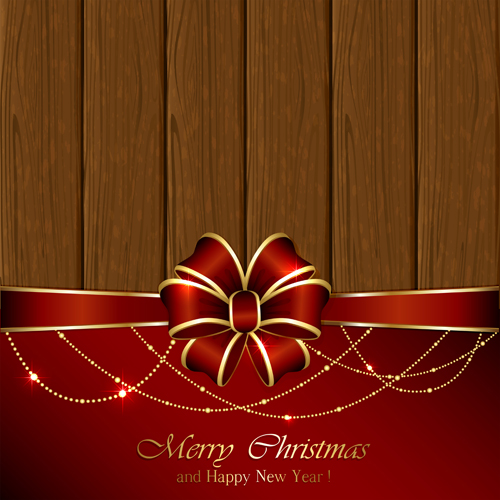 Christmas and new year decorations with wooden background vector 04 wooden new year decorations christmas background vector background   