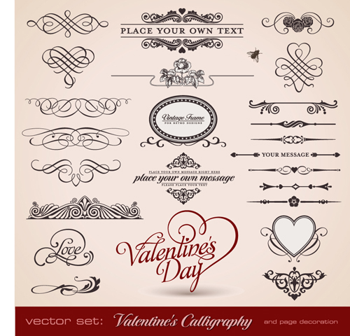 Romantic love Theme elements vector set 03 vintage romantic love elements element   