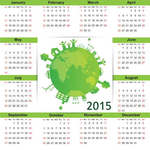 Eco style 2015 calendar vector 05 eco calendar 2015   