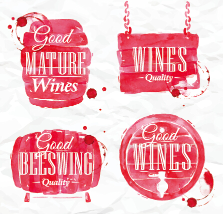 Watercolor wine labels vector wine watercolor labels label   