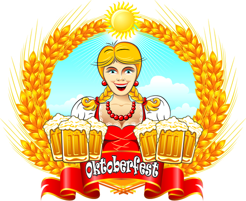 Set of Oktoberfest Girl Vector graphic 02 Oktoberfest girl   