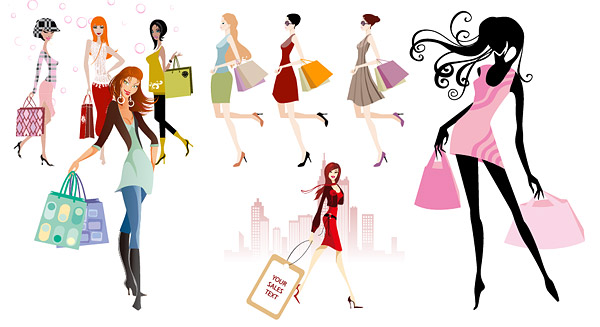 Fashion shopping girl Vector 92770 shopping girl fashion   