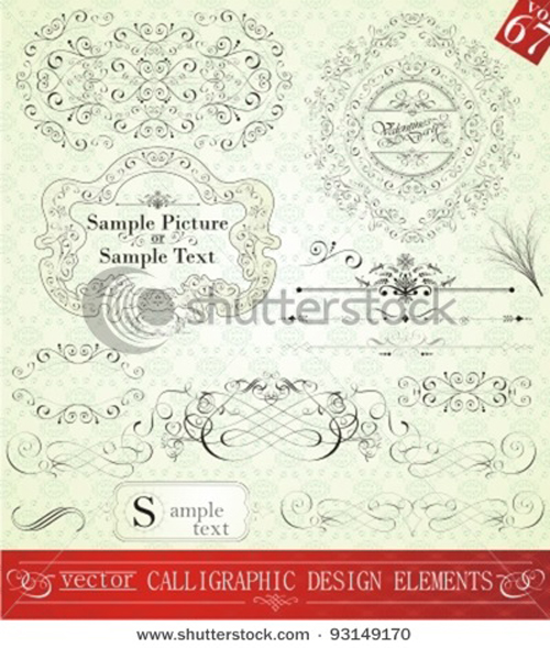 Set of Calligraphic vintage Borders and label vector 01 vintage label elements element calligraphic borders   