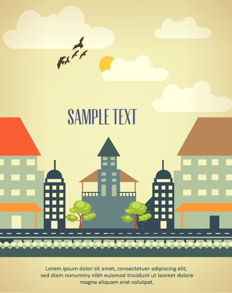 Cartoon city scenery vector 19 scenery city   