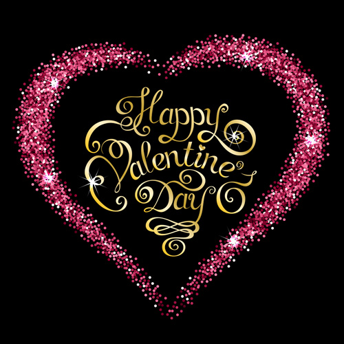 Ping heart with golden valentines day text design vector valentines text Ping heart golden design day   