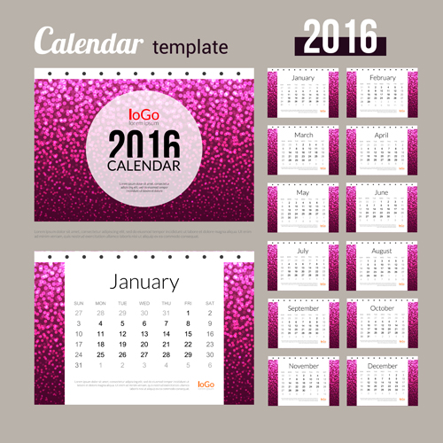 Creative Calendar 2016 template vector 02 template creative calendar 2016   