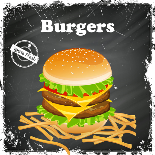 Burgers retro grunge background vector Retro font grunge burgers background   