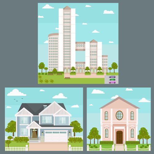 Houses concept flat template vector 06 template houses concept   