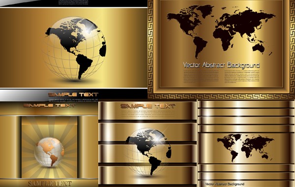 Golden technology background with maps vector technology maps golden   