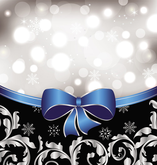 Shiny Christmas Backgrounds With bow design vector 01 shiny christmas bow   