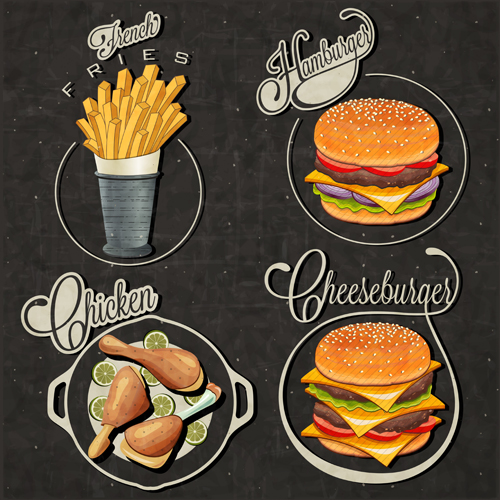 Retro style fast food logos design 03 Retro style logos food fast food   