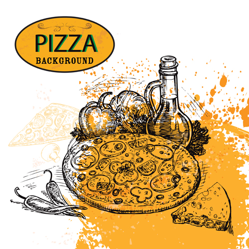 Pizza background hand drawn vectors 04 pizza hand drawn background   