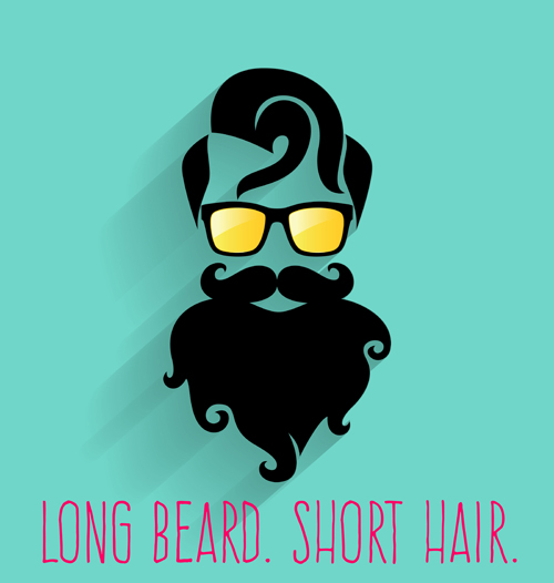 Long beard hipster head portrait vector set 10 portrait long hipster head beard   