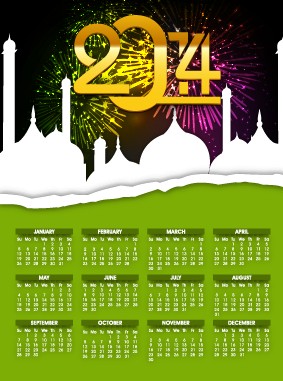 Islam style 2014 calendar vector Islam calendar 2014   