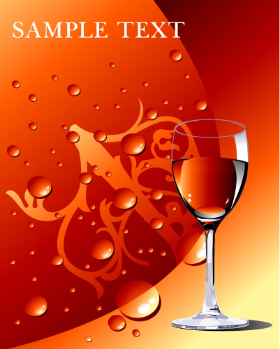 Red wine and water vector graphics water Vector red wine cup   