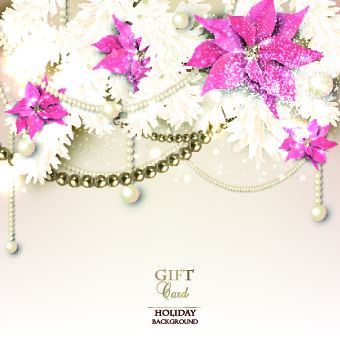 Pearls with flowers holiday background vector 04 holiday flowers flower background vector background   