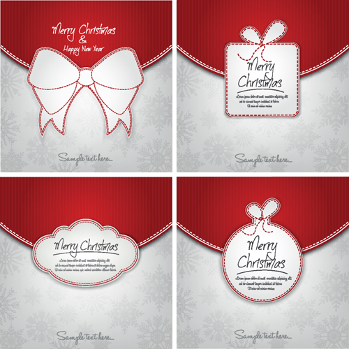 Red ribbons with Xmas card vector material 05 xmas ribbons ribbon material card   