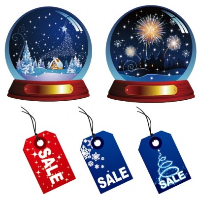 Christmas crystal ball and sales tag Illustration vector material tag sales crystal christmas ball   