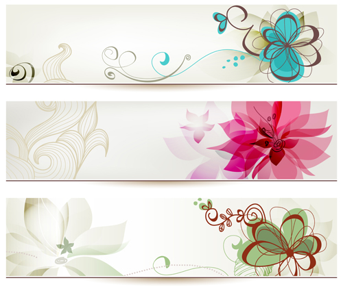 Abstract of Colorful Flowers banners vector 03 flowers flower colorful banner abstract   