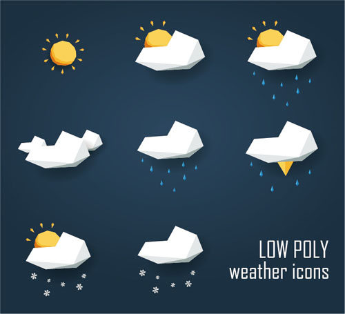 Geometric shapes weather icons set 02 weather shapes icons geometric   