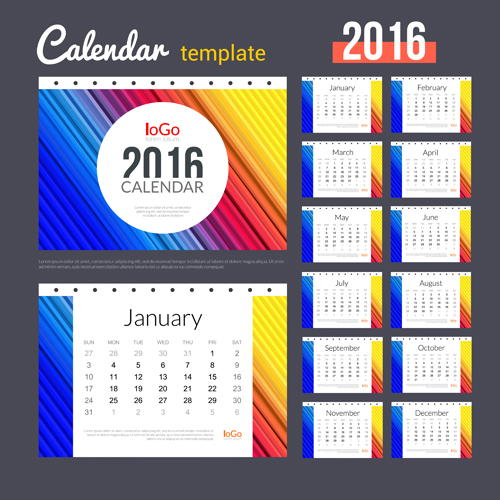 Creative Calendar 2016 template vector 03 template creative calendar 2016   