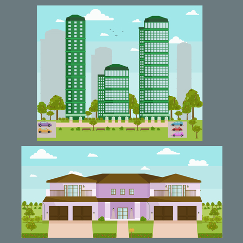 Houses concept flat template vector 07 template houses flat   