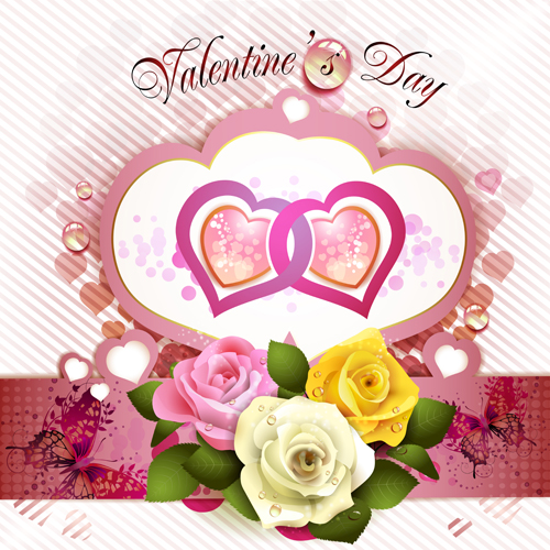 Valentine Day flowers with heart vectors Valentine day Valentine heart flowers   