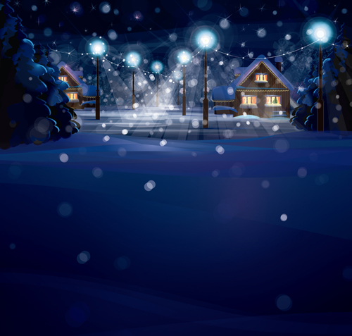 Merry Christmas winter night designs vector 02 winter night merry designs christmas   