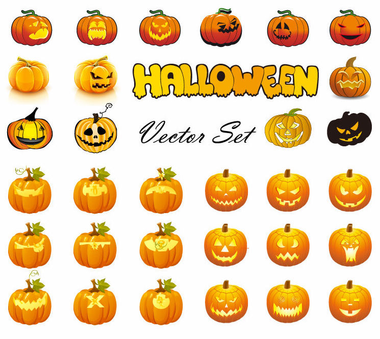 Halloween pumpkins mixed icons vector 01 pumpkin icons halloween   