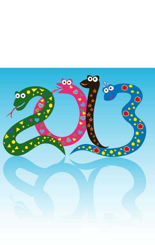 Set of 2013 year of snake design vector 14 year snake 2013 year 2013   