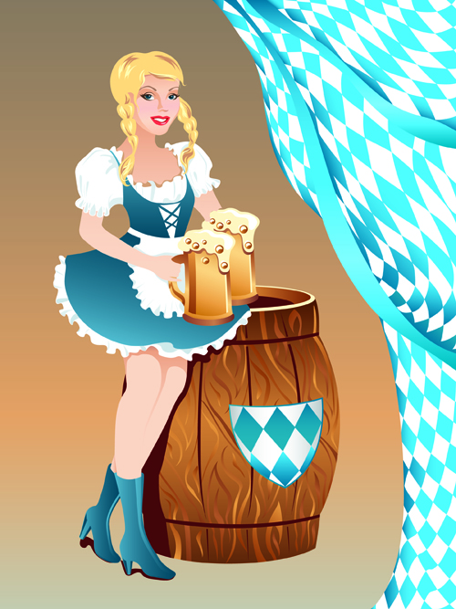 Set of Oktoberfest Girl Vector graphic 03 Oktoberfest girl   