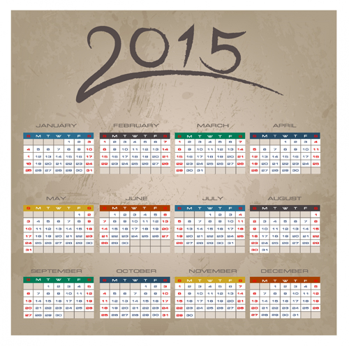 Vintage grunge 2015 calendar vector vintage grunge calendar 2015   