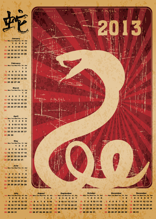 Creative Snake calendar 2013 design vector set 02 snake creative calendar 2013   