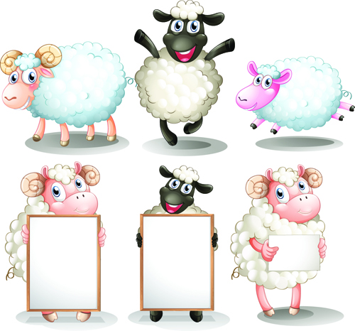 Sheeps cute cartoon vectors set sheep cute cartoon cute   