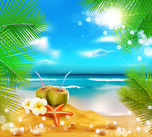 Elements of Tropical Beach background vector art 05 tropical elements element beach   