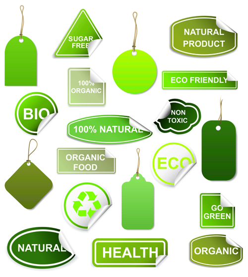 Set of Eco and Bio elements vector labels 04 labels label elements element eco bio   