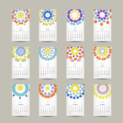 Simple 2015 calendar cards vector graphics 01 simple cards calendar 2015   