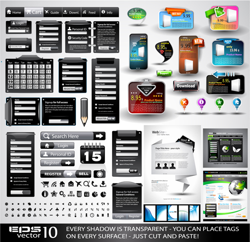 Vector business website elements kit set 05 website elements business   