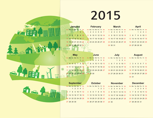 Eco style 2015 calendar vector 04 eco calendar 2015   